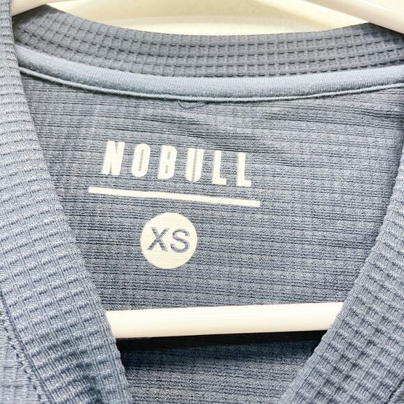 NoBull Women's Blue Waffle Knit Long Sleeve V Neck Performance Top Shirt XS - Picture 4 of 5